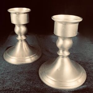 Pair of Vintage Web Pewter Candlestick Holders 5 in Weighted Excellent Condition